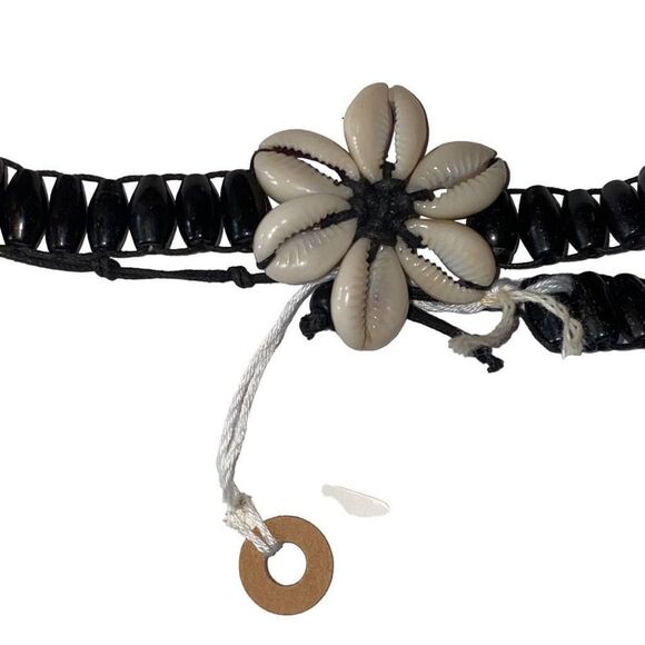 Vintage sea shell and black coral choker necklace 90s Y2K surfer VSCO beachy - Picture 1 of 3